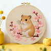 Cherry Blossom Hamster Embroidery Kit – Cute Spring Floral Animal Design Kits For Stitchers