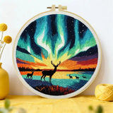 Northern Lights Deer Embroidery Kit Kits For Stitchers