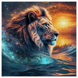 Celestial Storm Lion Cross Stitch Kit 🦁⚡🌌🔥✨