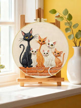 Cute Cat Family Embroidery Kit – Whimsical DIY Hand Embroidery Hoop Art Set