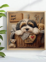Sleeping Puppy in a Cozy Basket Cross Stitch Kit 🐶🧸💤
