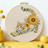 Sunflower Cat Embroidery Kit Kits For Stitchers