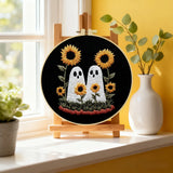 Cute Ghosts with Sunflowers Embroidery Starter Kit – DIY Halloween Sewing Art Set for Beginners