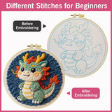 Cute Dragon Punch Needle Wall Art – Handmade Embroidery Hoop Decor for Nursery & Cozy Rooms