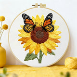Sunflower & Butterfly Embroidery Starter Kit DIY – Beginner Floral Hand Embroidery Kit with Nature Design