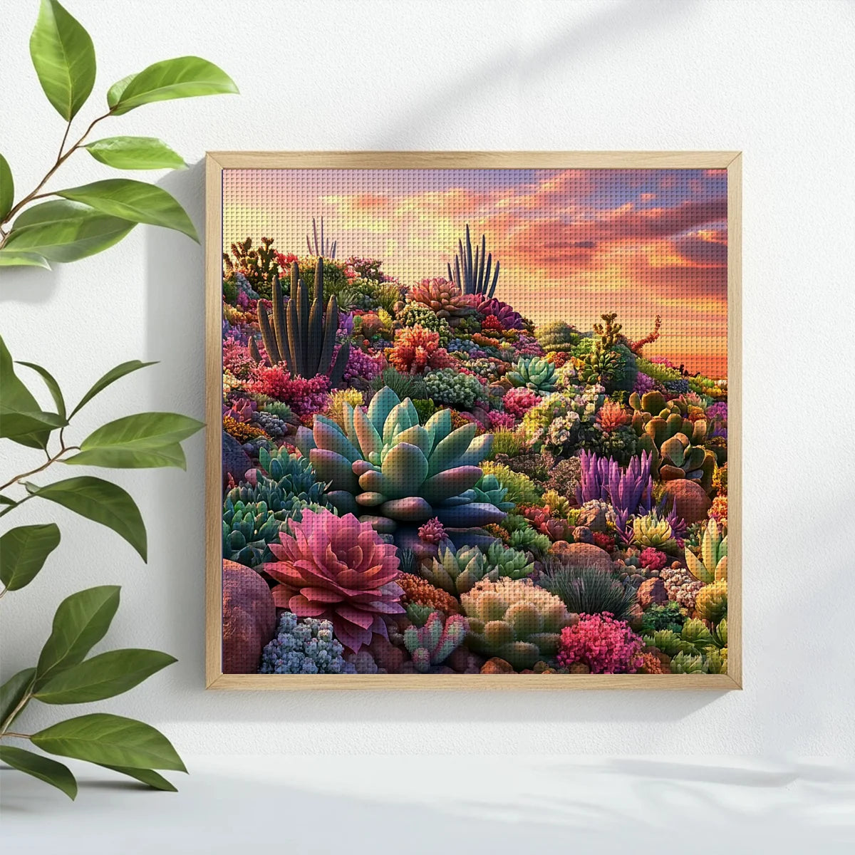 Vibrant Desert Succulent Garden Cross Stitch Kit 🌵🌸🌅✨