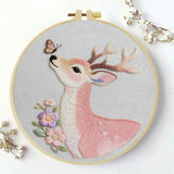 Pink Deer & Butterfly Embroidery Kit Kits For Stitchers