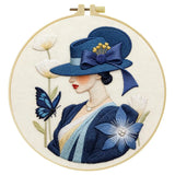 Elegant Lady in Blue Embroidery Kit Kits For Stitchers