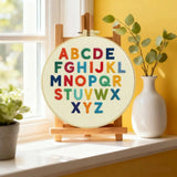 Alphabet Learning Embroidery Kit – Colorful ABC DIY Hand Embroidery Hoop Art Set Kits For Stitchers