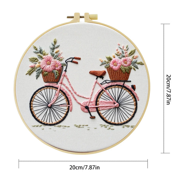 Floral Bicycle Hand Embroidery Kit