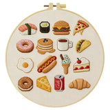 Food Lover Embroidery Kit – Cute Snacks & Treats DIY Hand Embroidery Hoop Art Set Kits For Stitchers