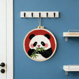 Cute Panda Embroidery Kit – Kawaii Panda Eating Bamboo Needlepoint Pattern for Animal Lovers and Beginner DIY Decor