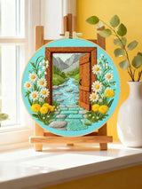 Open Door Landscape Embroidery Kit – DIY Nature Scene Hoop Art for Beginners & Craft Lovers