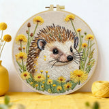 Cute Hedgehog Embroidery Kit – Woodland Animal DIY Hand Embroidery Hoop Art Set