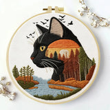 Black Cat Sunset Embroidery Kit Kits For Stitchers