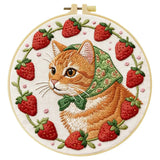 Strawberry Cat Embroidery Kit Kits For Stitchers