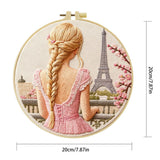 Paris Eiffel Tower Embroidery Kit for Adults – Romantic French Girl DIY Needlepoint Hoop Art Parisian Decor Craft Gift for Her