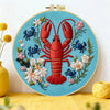 Lobster & Blue Crabs Embroidery Kit – Colorful Coastal Floral Design Kits For Stitchers