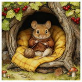 Knitting Mouse in a Cozy Tree Hollow Cross Stitch Kit 🐭🧶🍂