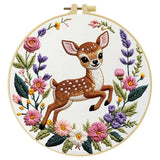 Cute Deer Embroidery Kit for Beginners – DIY Floral Hand Embroidery Hoop Set