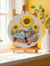 Sunflower DJ Cat Embroidery Kit Kits For Stitchers