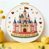 Fairytale Princess Castle Embroidery Kit – Magical Kingdom DIY Hand Embroidery Hoop Art Set Kits For Stitchers
