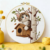 Cute Kitten Embroidery Kit for Beginners – DIY Cat Hand Embroidery Hoop Set