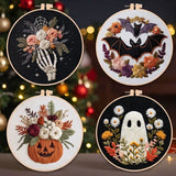 Floral Halloween Embroidery Kit Collection – 4 Designs