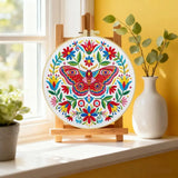 Colorful Folk Moth & Floral Embroidery Kit Kits For Stitchers