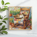 Cozy Garden Cat Nap Cross Stitch Kit 🐱🌸🪑✨