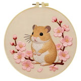 Cherry Blossom Hamster Embroidery Kit – Cute Spring Floral Animal Design Kits For Stitchers