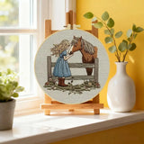 Girl & Horse Embroidery Kit – Heartwarming Equestrian DIY Hand Embroidery Hoop Art Set Kits For Stitchers