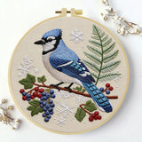 Blue Jay Bird Embroidery Kit for Beginners – DIY Nature Hand Embroidery Hoop Set