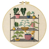 Indoor Plant Shelf Embroidery Kit – Cozy Houseplants DIY Hand Embroidery Hoop Art Set Kits For Stitchers