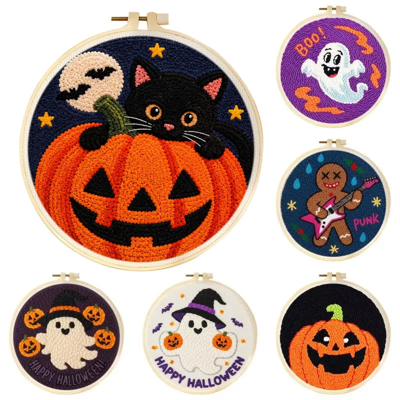 Cute Halloween Characters Embroidery Kit Collection – 6 Designs
