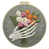 Floral Skeleton Hand Embroidery Kit Kits For Stitchers