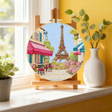 Paris Eiffel Tower Punch Needle Wall Art – Handmade Embroidery Hoop Decor for Nursery & Cozy Rooms Kits For Stitchers