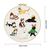 Cute Fashion Cats Embroidery Kit – Kawaii DIY Hand Embroidery Hoop Art Set for Cat Lovers