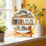 Bookshelf Kitten Embroidery Kit