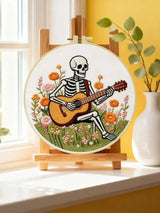 Skeleton Guitarist Embroidery Kit – Floral Music & Wildflower Design Kits For Stitchers