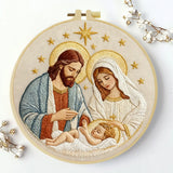 Holy Family Nativity Embroidery Kit – Jesus Mary Joseph Religious DIY Hand Embroidery Hoop Art, Christian Christmas Wall Decor Craft