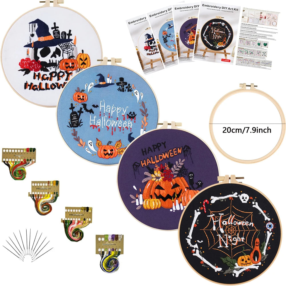 Spooky Halloween Embroidery Kit – Set of 4
