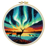 Northern Lights Deer Embroidery Kit Kits For Stitchers