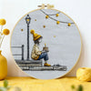 Cozy Birthday Girl Embroidery Kit – Whimsical Candle Cake Needlepoint Pattern with Fairy Lights & Minimalist Aesthetic