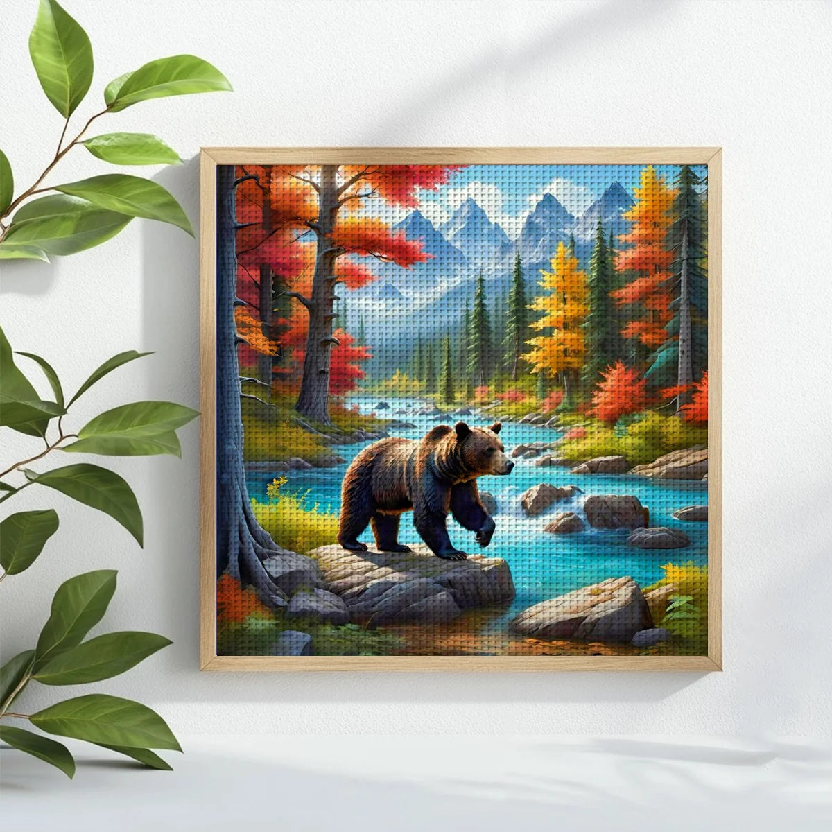Autumn Bear Wilderness Cross Stitch Kit 🐻🍂🏔️💙✨