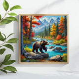 Autumn Bear Wilderness Cross Stitch Kit 🐻🍂🏔️💙✨