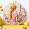 Paris Eiffel Tower Embroidery Kit for Adults – Romantic French Girl DIY Needlepoint Hoop Art Parisian Decor Craft Gift for Her