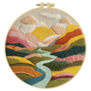 Colorful Mountain Landscape Embroidery Kit – Modern Sunset Valley DIY Hand Stitch Art with Hoop & Threads 🌄🧵