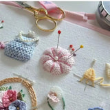 Cute Sewing & Embroidery Tools Pattern – DIY Craft Lover Hand Embroidery Kit with Floral Needlework Accessories Design