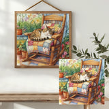 Cozy Garden Cat Nap Cross Stitch Kit 🐱🌸🪑✨
